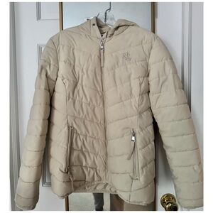 Ralph Lauren Cream Quilted Hooded Puffer Jacket